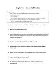 English Worksheet: Lord of the Flies Comprehension Questions