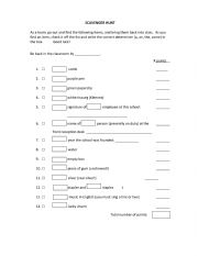 English Worksheet: Article Scavenger Hunt