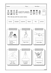 English Worksheet: Gestures