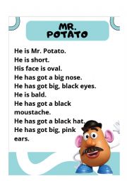 English Worksheet: Mr.Potato description
