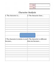 English Worksheet: Character analysis