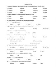 English Worksheet: PRACTICE TEST 