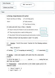 Mid- term test 2 for 8th form students