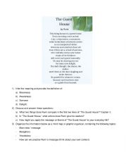 English Worksheet: A guest House by Rumi