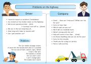 English Worksheet: Problems on the highway