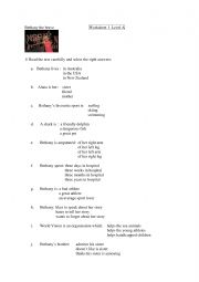 English Worksheet: Written comprehension Betany The Brave 