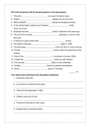 English Worksheet: Present and past passive