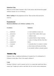 English Worksheet: Valentine�s Day