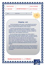 English Worksheet: end of term exam n 2 for 9 Th Formers