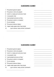 Jobs ESL Guessing game