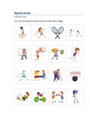 sport vocabulary cards
