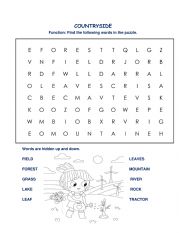 English Worksheet: COUNTRYSIDE WORD SEARCH