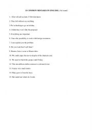 English Worksheet: COMMON MISTAKES