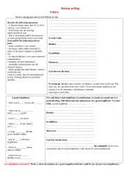 English Worksheet: 1st form free writing review