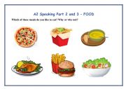 English Worksheet: A2 KEY Cambridge Speaking Exam Part 2 and 3 - FOOD