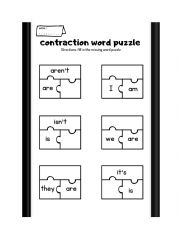 English Worksheet: Contractions Puzzle