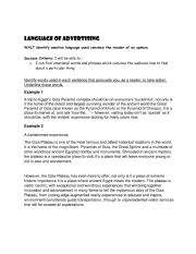 English Worksheet: Language of Advertising