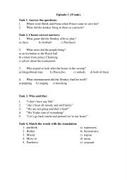 Shrek worksheet