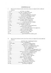 English Worksheet: Conditionals 1 and 2