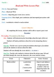 English Worksheet: Reporting A Road Accident Lesson Plan