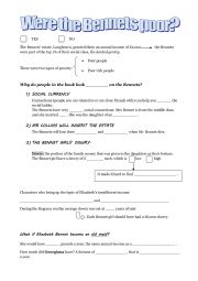 English Worksheet: Were the Bennets poor? (Pride and prejudice)
