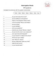 English Worksheet: Interrogative Words