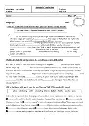 English Worksheet: remedial activities 9th form