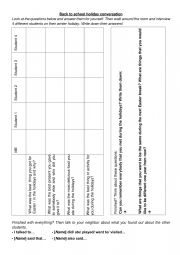 English Worksheet: Back to school Christmas Holiday conversation