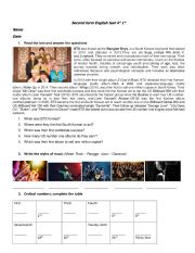 English Worksheet: Test about music