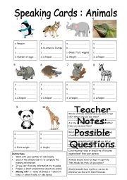 English Worksheet: Animals speaking cards
