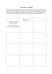 English Worksheet: Bingo