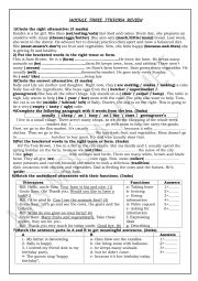 English Worksheet: REVIEW 7TH FORM MODULE 3