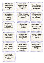 Speaking cards for students