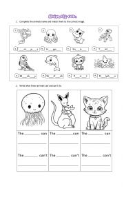 English Worksheet: Animals can