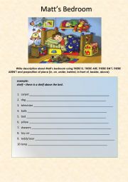 English Worksheet: Describing Room - Prepositions of place