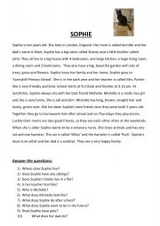 English Worksheet: Sophie