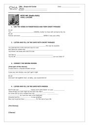 English Worksheet: Bite Me (Clean) - Avril Lavigne