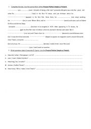 English Worksheet: Leonardo Di Caprio: Preterit Present Perfect