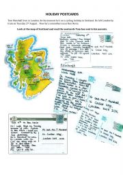 English Worksheet: Holiday postcards : preterit or pres perf