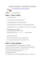 English Worksheet: Peter Rabbit by Beatrix Potter 