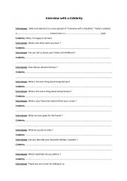 English Worksheet: Interview with a celebrity