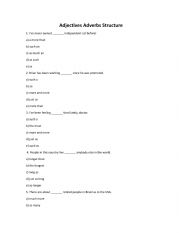English Worksheet: Adjectives Adverbs Structure