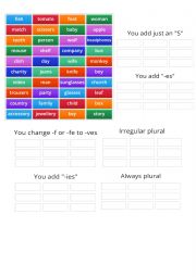 English Worksheet: Plurals
