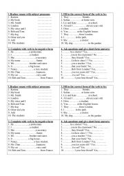 English Worksheet: verb to be exercises