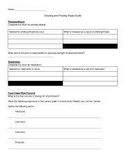 English Worksheet: Growing and Flowing Study Guide for NC curriculum
