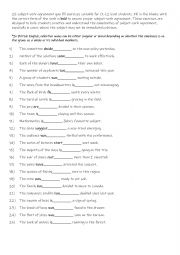 English Worksheet: 25 subject-verb agreement gap fill exercises suitable for C1-C2 