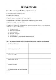 English Worksheet: MY BEST GIFT EVER 
