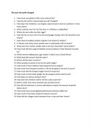 English Worksheet: The year the earth stopped