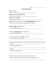 English Worksheet: Reader Workshop Independent Reading Activity