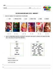 English Worksheet: THE SUPER MARIO BROS MOVIE (2023)  WORKSHEET